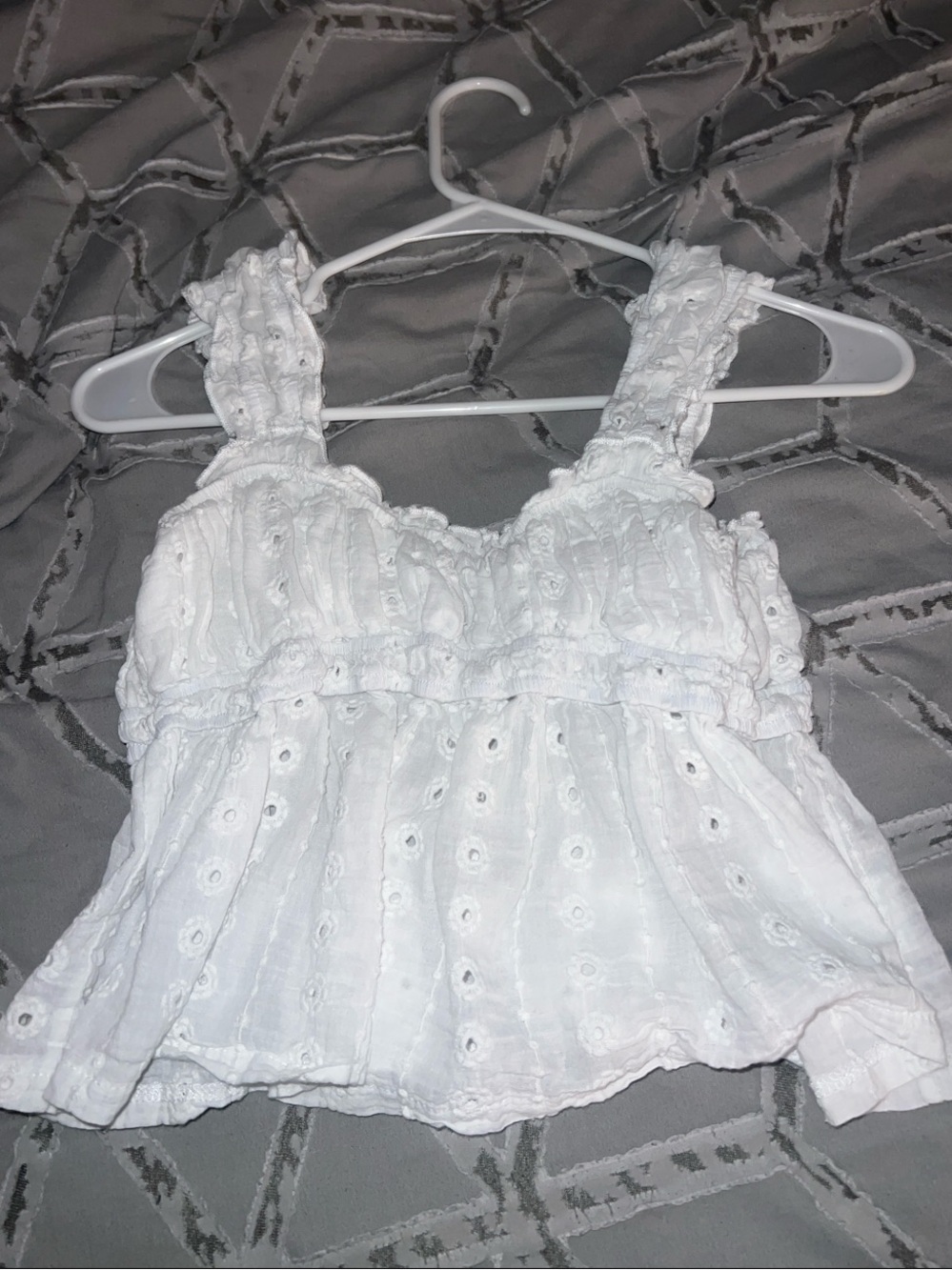 SHEIN White Eyelet Smocked Camisole Top